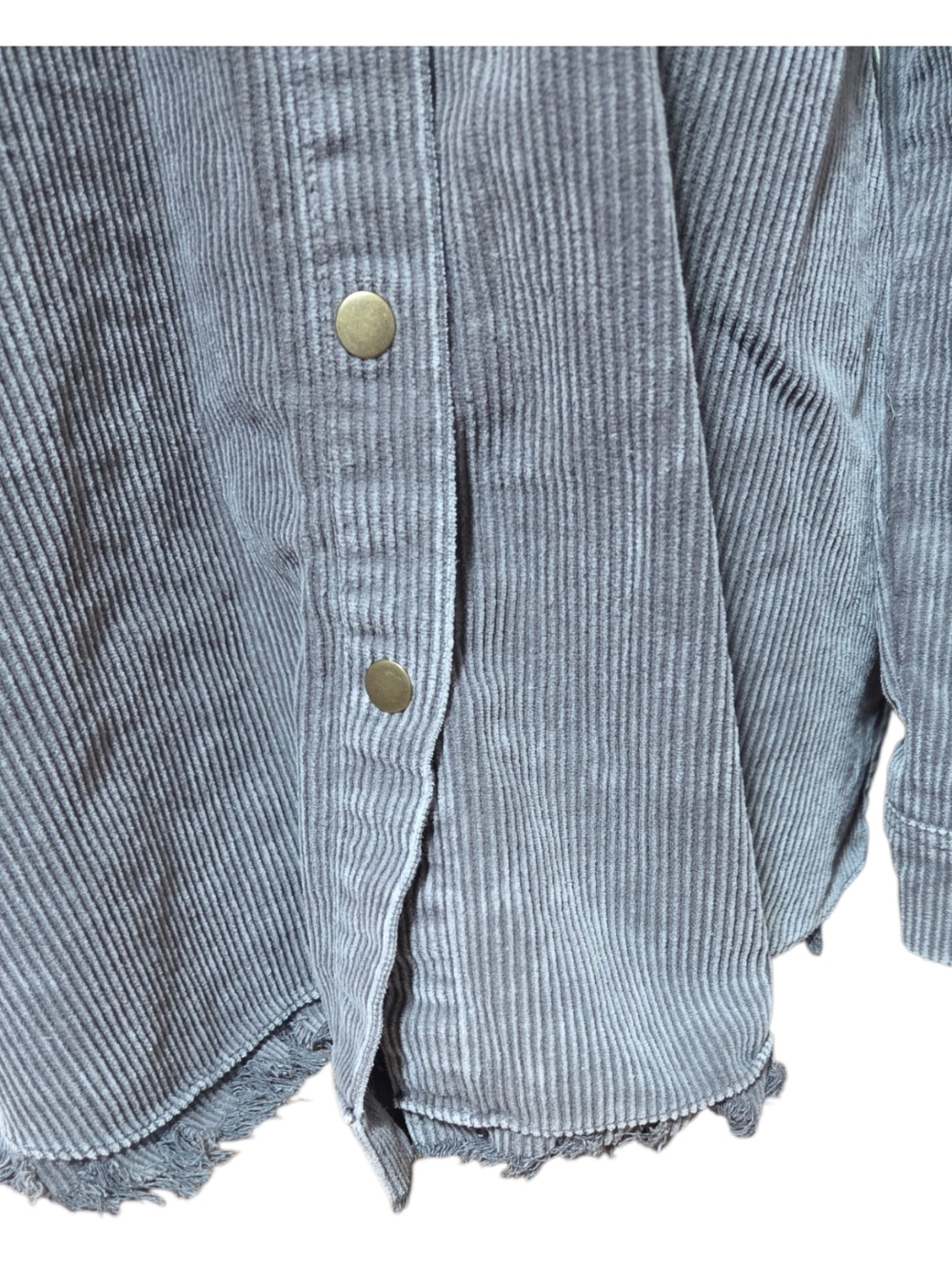 Unbranded Corduroy Hooded Shacket Gray Cream XL - Picture 2 of 7